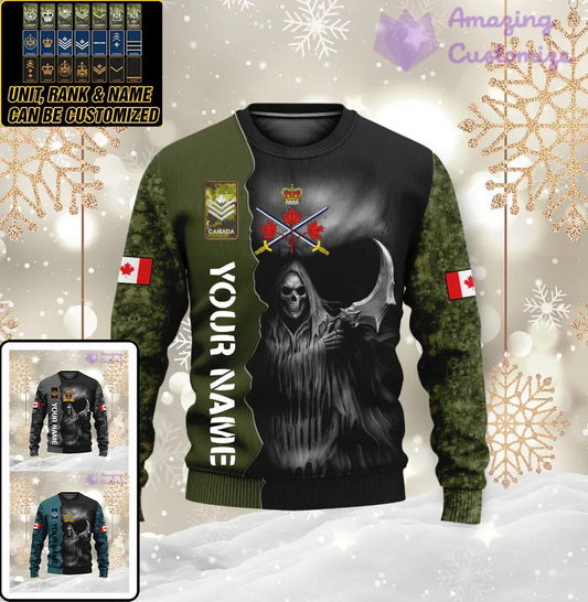 Personalized Canadian Soldier/ Veteran Camo With Name And Rank Ugly Sweater 3D Printed  - 17062272