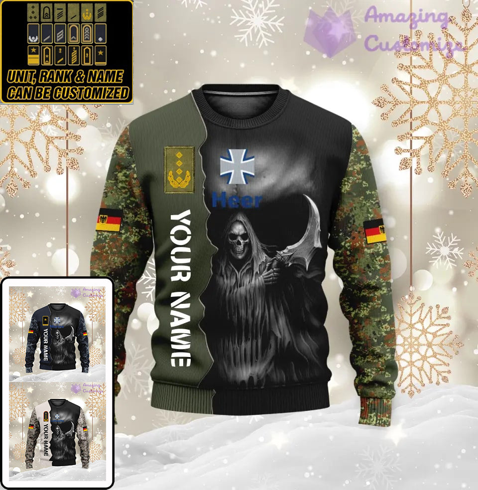 Personalisierter deutscher Soldat/Veteranen-Tarnpullover mit Namen und Rang, 3D-Druck – 2601240001