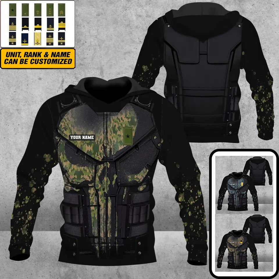 Sweat à capuche personnalisé avec camouflage soldat/vétéran suédois avec nom et grade imprimé en 3D - 17019936