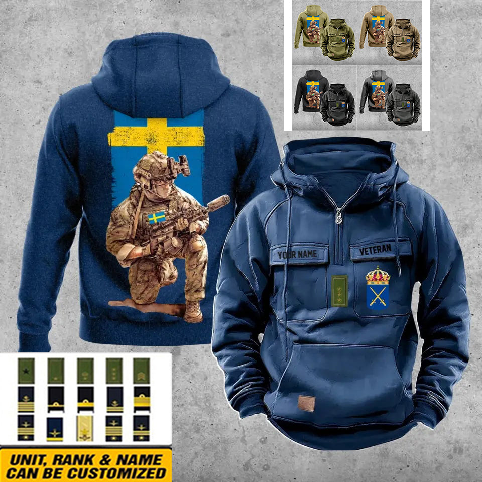 Personalized Sweden Soldier/Veteran Vintage Hoodie All Over Printed - 21062402QA