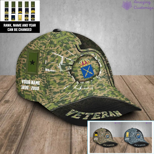 Personalized Rank, Year And Name Sweden Soldier/Veterans Camo Baseball Cap - 17170272