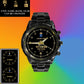 Personalized Sweden Soldier/ Veteran With Name, Rank and Year Black Stainless Steel Watch - 1714694401- Gold Version