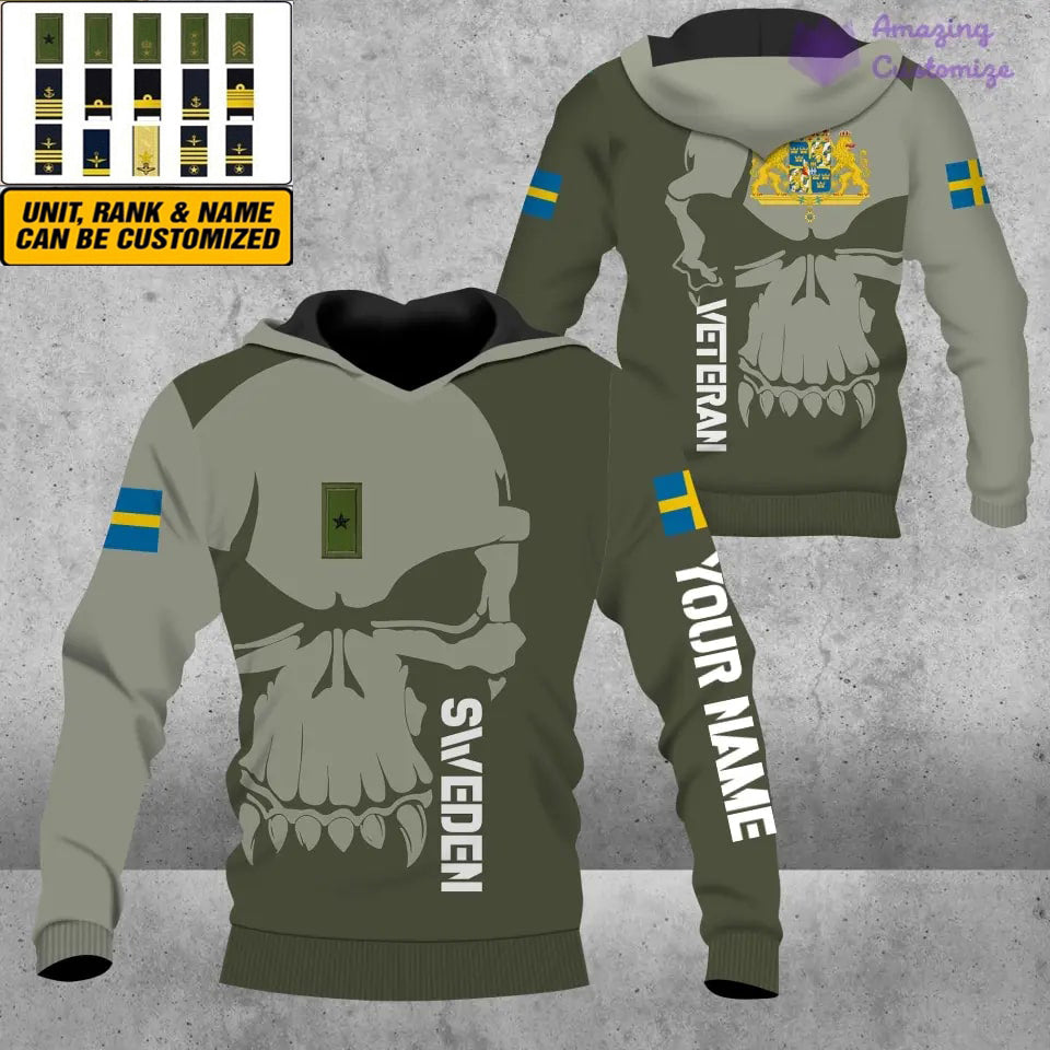 Personalized Sweden  Soldier/ Veteran Camo With Name And Rank Hoodie 3D Printed  - 17080416