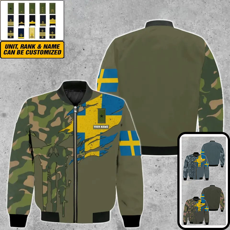 Personalized Sweden Soldier/ Veteran Camo With Name And Rank Hoodie - 0512230001