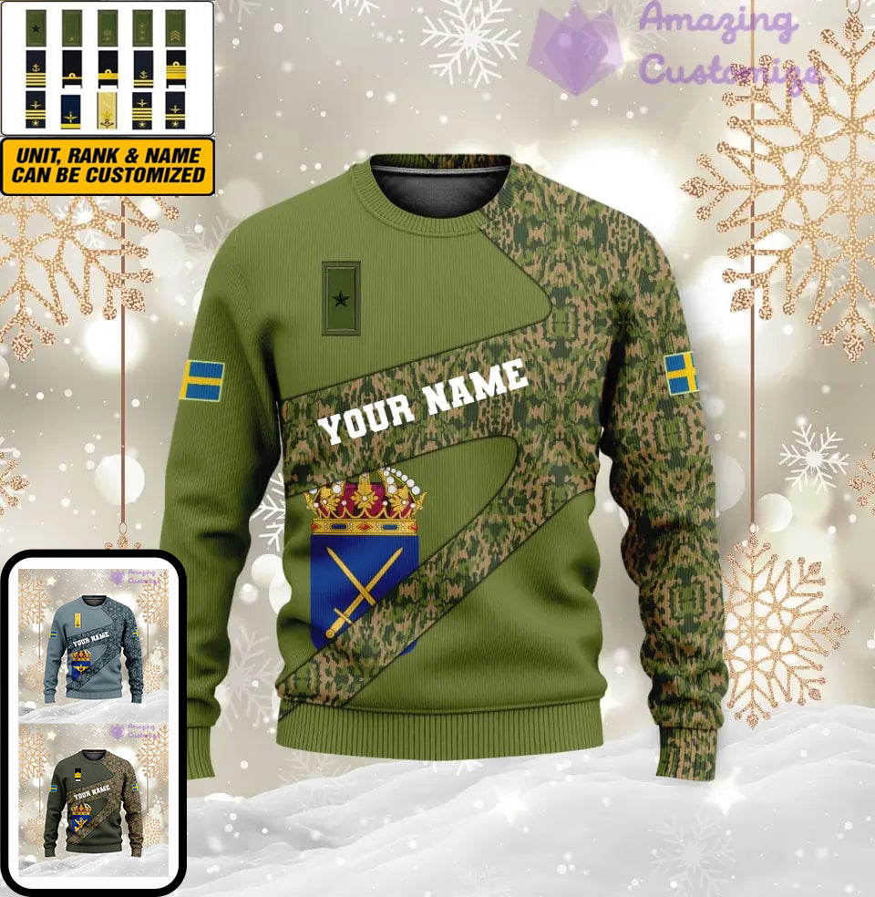 Personalisierter schwedischer Soldat/Veteranen-Tarnpullover mit Namen und Rang, 3D-Druck – 3001240001