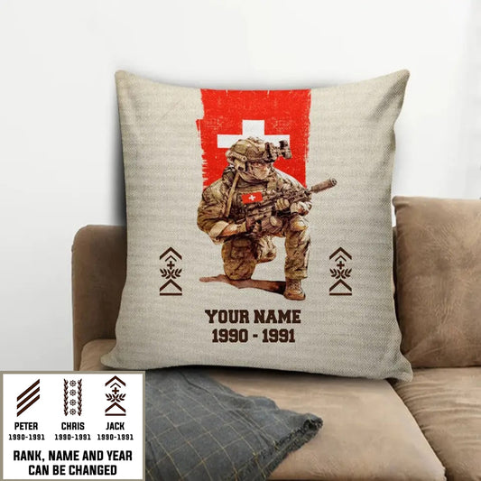 Personalized Swiss Soldier/ Veteran With Name, Year And Rank Pillow 3D Printed - 03072401UT