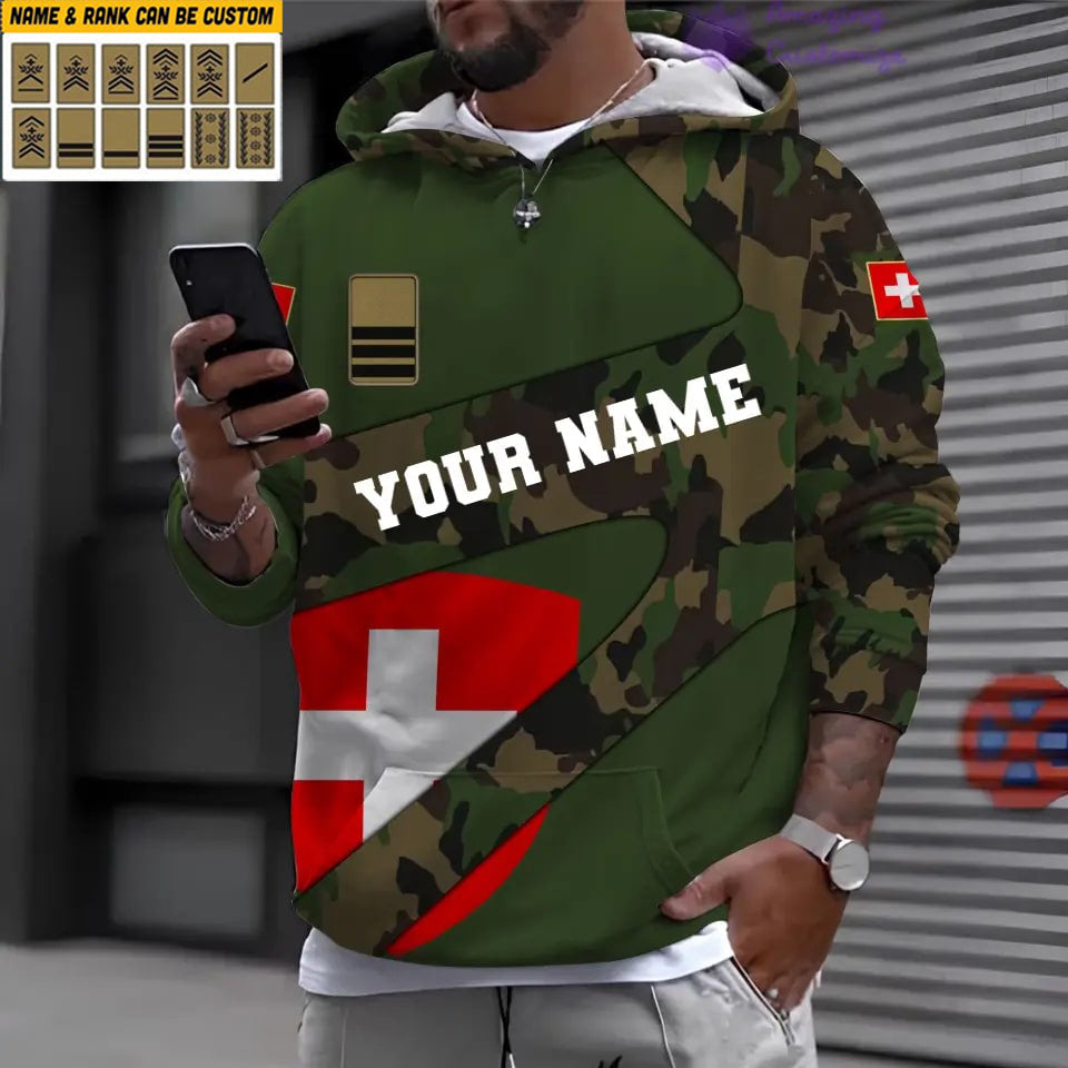 Personalized Swiss Soldier/Veteran with Name and Rank 3D Hoodie All Over Printed - 17065728