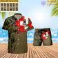 Personalized Swiss Soldier/ Veteran Camo With Rank Combo Hawaii Shirt + Short 3D Printed - 16995744