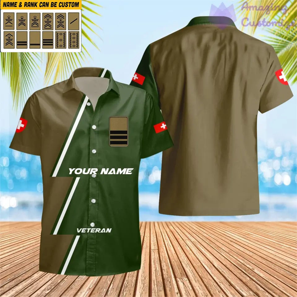 Personalisierter Schweizer Soldat/Veteran mit Namen und Rang Hawaii Allover-Druck – 20052401QA