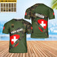 T-shirt personnalisé avec camouflage soldat/vétéran suisse avec nom et grade imprimé en 3D - 2601240001