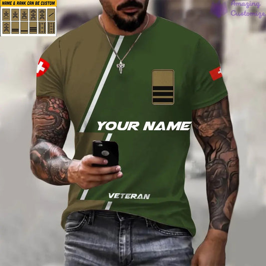 Personalized Swiss Soldier/Veteran with Name and Rank T-shirt All Over Printed - 20052401QA