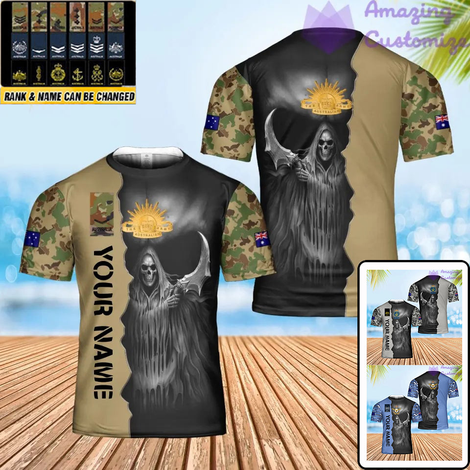 T-shirt personnalisé avec camouflage soldat/vétéran australien avec nom et grade imprimé en 3D - 2601240001