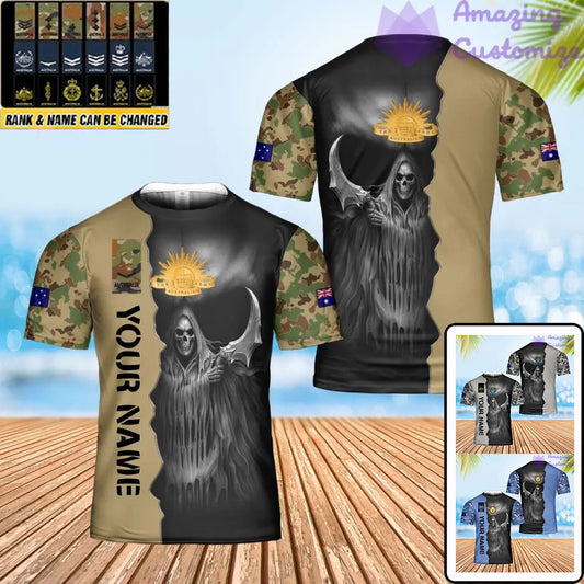 Personalized Australian Soldier/ Veteran Camo With Name And Rank T-Shirt 3D Printed  - 2601240001