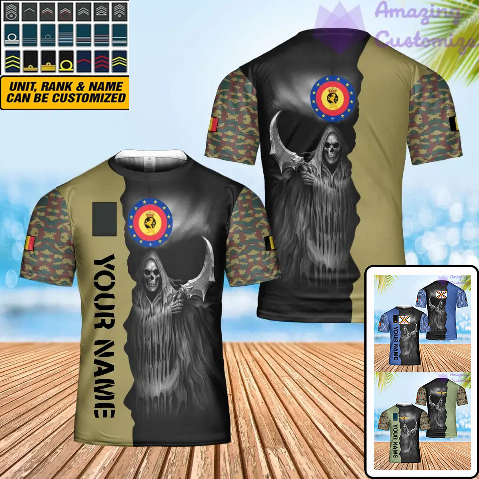 Personalized Belgium Soldier/ Veteran Camo With Name And Rank T-Shirt 3D Printed  - 2601240001