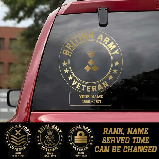 Personalized Name Rank And Year British Veteran/Soldier Car Decal Printed - 1809230001