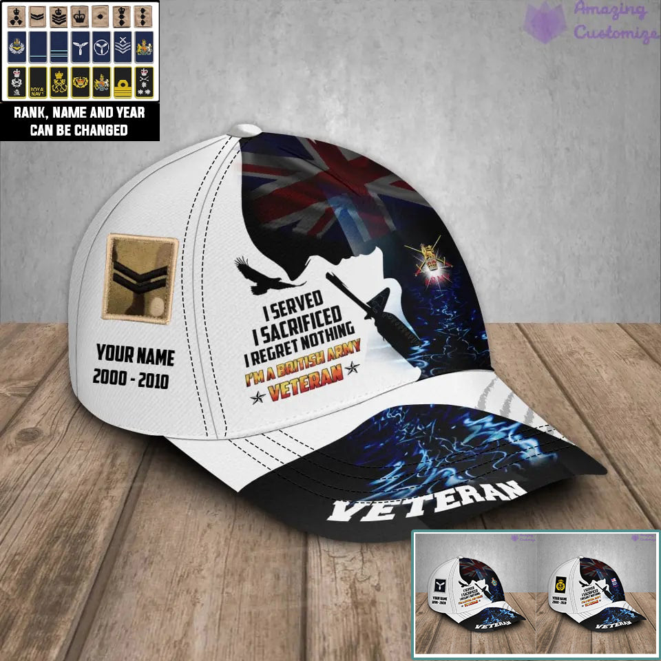 Personalized Rank, Year And Name UK Soldier/Veterans Camo Baseball Cap - 1717113601