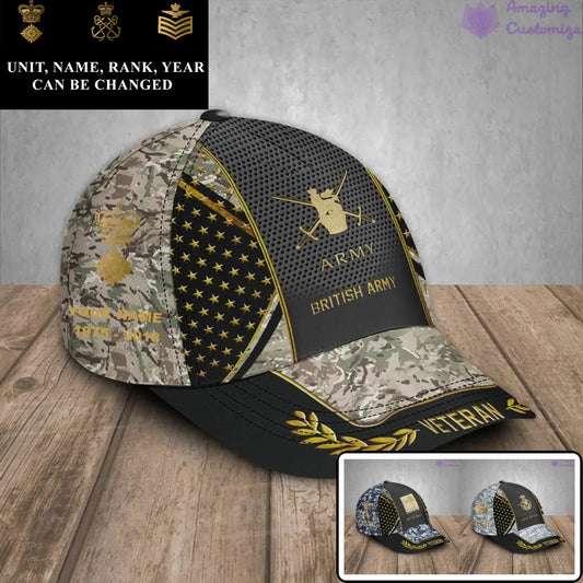 Casquette de baseball camouflage personnalisée avec grade, année et nom pour soldat/ancien combattant britannique - 17163360