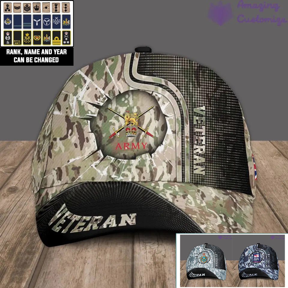 Personalized Rank, Year And Name UK Soldier/Veterans Camo Baseball Cap - 17170272