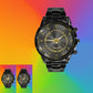 Personalized UK Soldier/ Veteran With Name Black Stainless Steel Watch - 17110656 - Gold Version