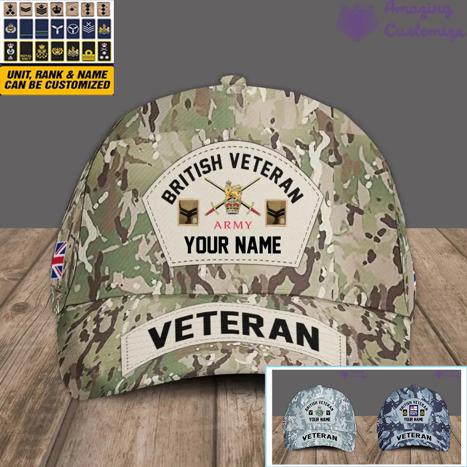 Personalized Rank And Name UK Soldier/Veterans Camo Baseball Cap - 1717027201