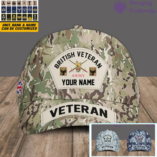 Personalized Rank And Name UK Soldier/Veterans Camo Baseball Cap - 1717027201