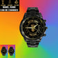 Personalized UK Soldier/ Veteran With Name And Rank Black Stainless Steel Watch - 17108928 - Gold Version