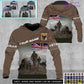 Sweat à capuche personnalisé avec motif camouflage soldat/vétéran britannique et nom, grade, imprimé sur toute la surface - 17265312