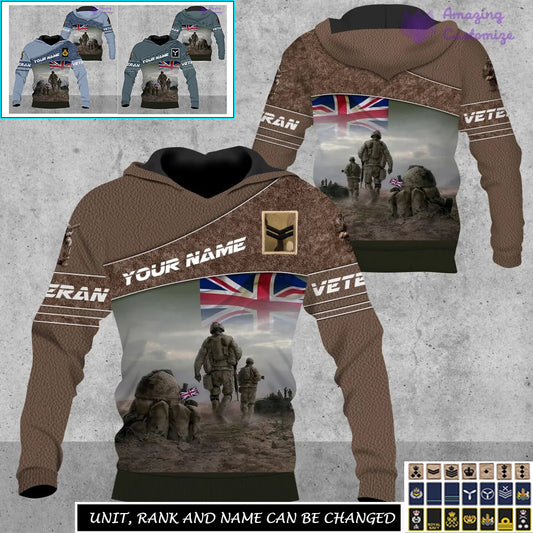 Personalized UK Soldier/Veteran Camo with Name, Rank Hoodie All Over Printed - 17265312