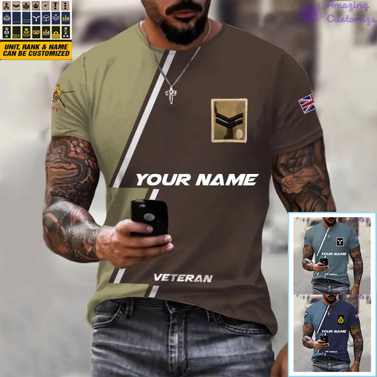 Personalized UK with Name and Rank Soldier/Veteran T-shirt All Over Printed - 20052401QA