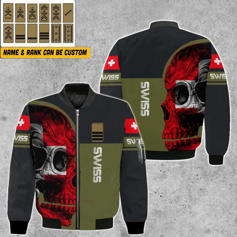 Personalized Swiss Soldier/ Veteran Camo With Name And Rank Bomber Jacket 3D Printed - 1678320003