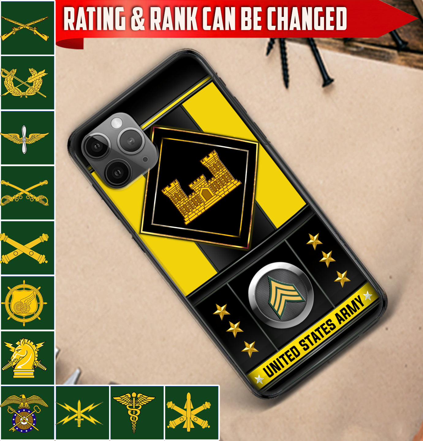 Personalized US Military - Army Branch Phone Case Printed