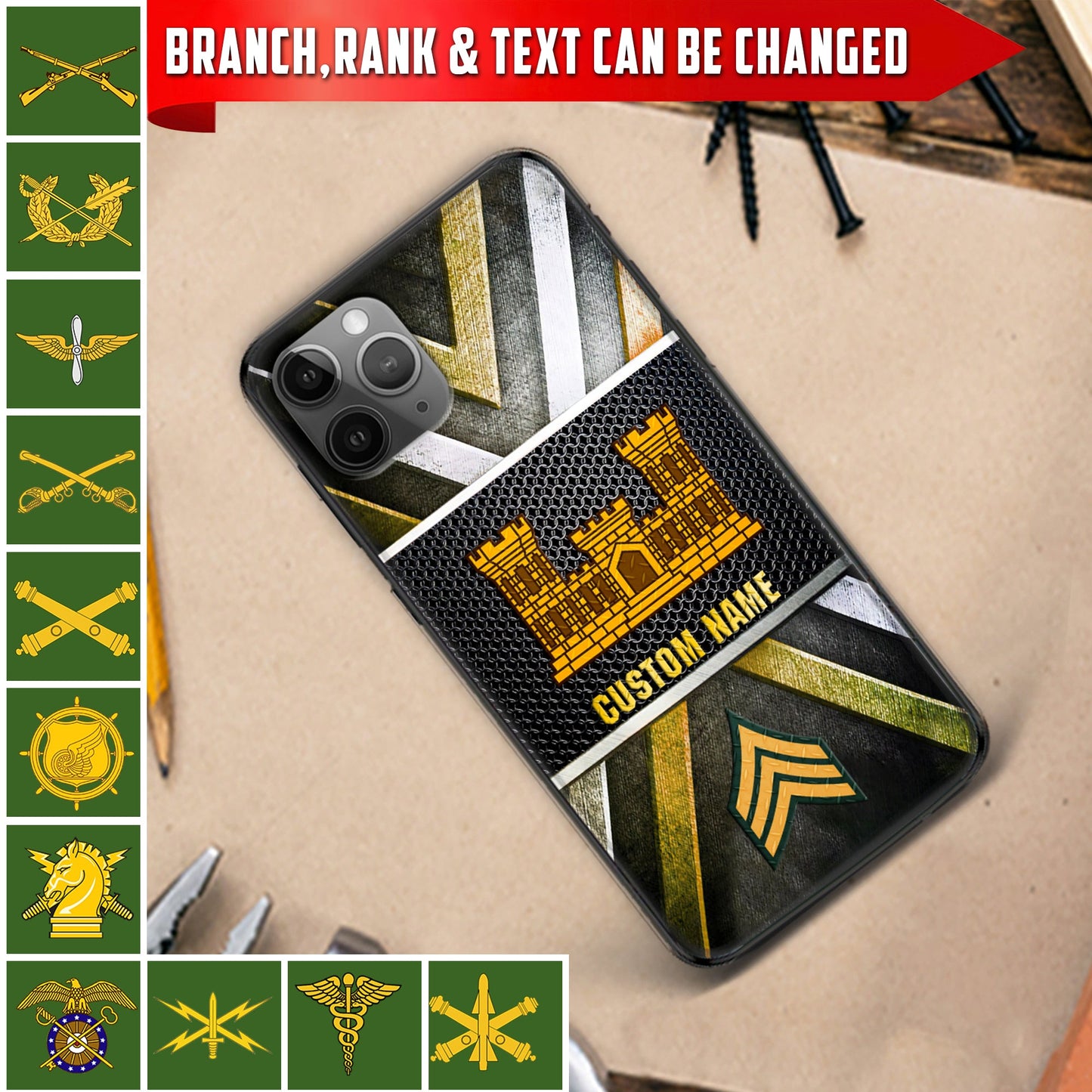 Personalized US Military - Army Branch Phone Case Printed