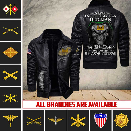 US Military - Army Branch - Leather Jacket For Veterans