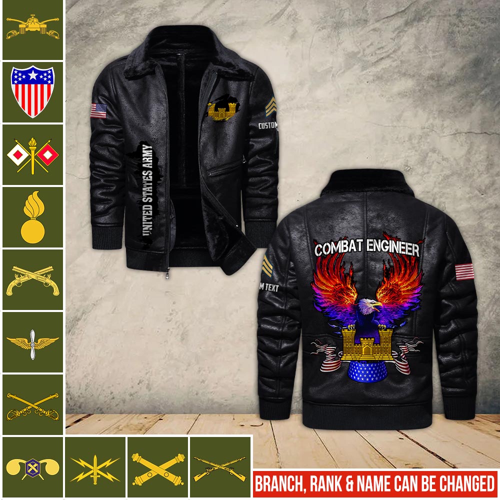 US Military - Army Branch - Leather Jacket For Veterans