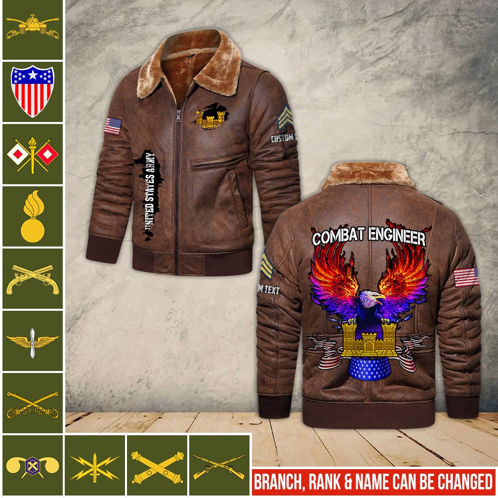 US Military - Army Branch - Leather Jacket For Veterans