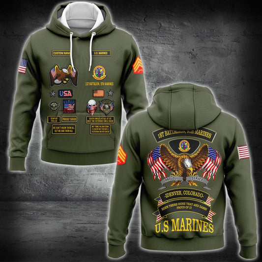 US Militär – Marine Battalion All Over Print Hoodie