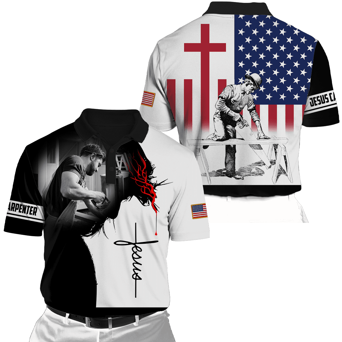 Tmarc Tee Premium Jesus Carpenter 3D Rundum-Druck Unisex