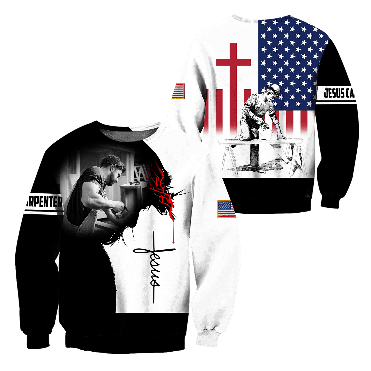 T-shirt Tmarc Premium Jesus Carpenter imprimé en 3D sur toute la surface unisexe