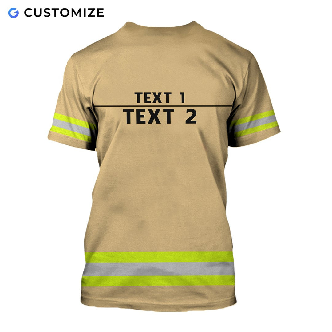 T-shirts unisexes 3D drôles de pompiers avec nom personnalisé