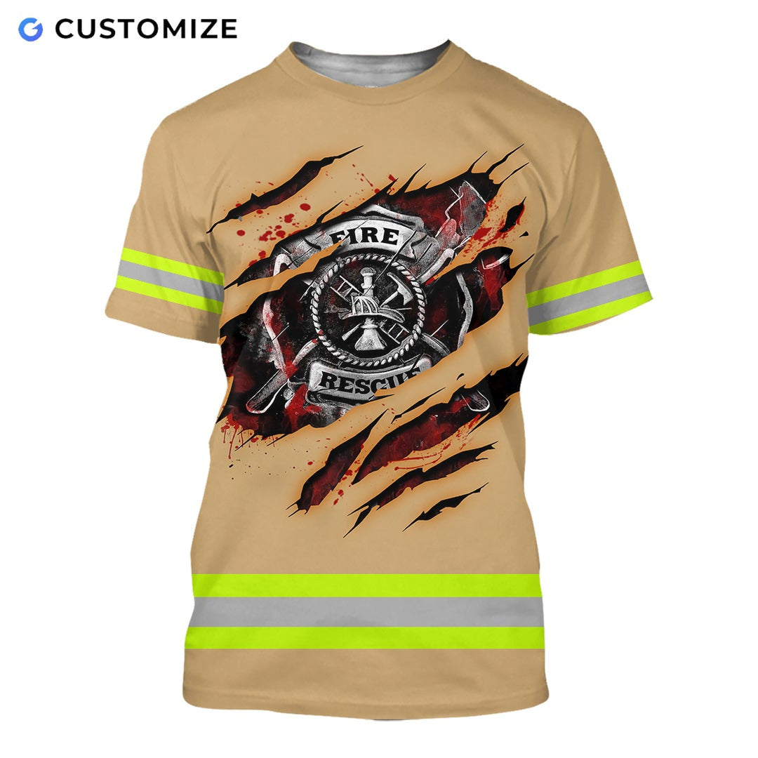 Personalisierte Name Lustige Feuerwehrmann 3D Unisex Shirts