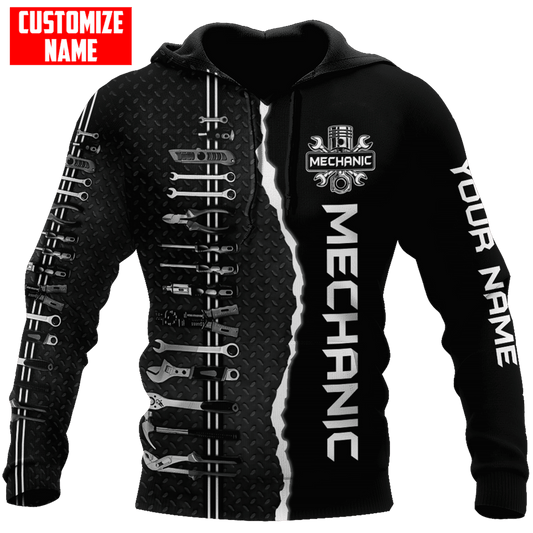 Personalisierte Name Lustige Mechaniker 3D Unisex Shirts Schraubenschlüssel