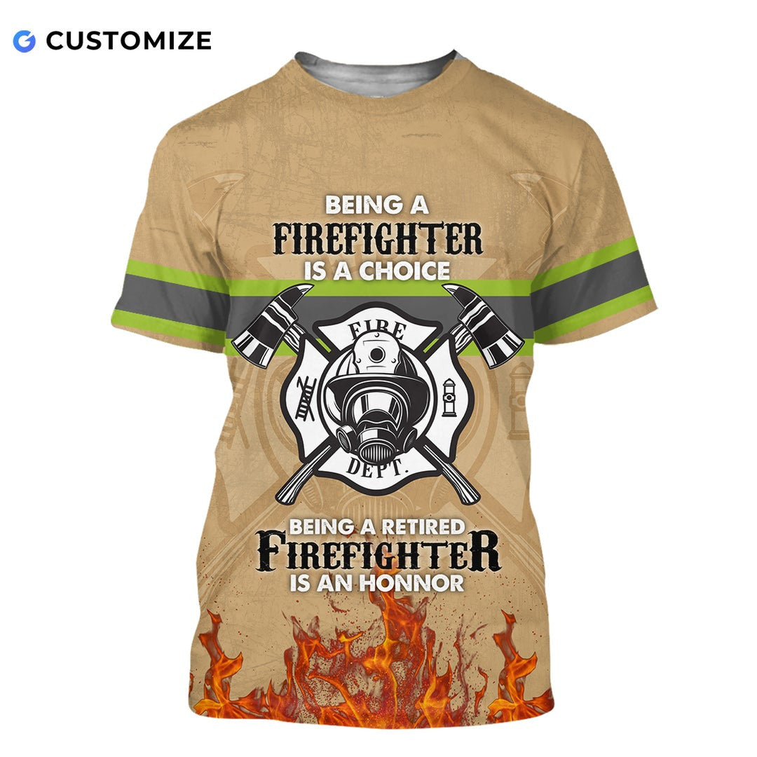 Personalisierte Name Lustige Feuerwehrmann 3D Unisex Shirts