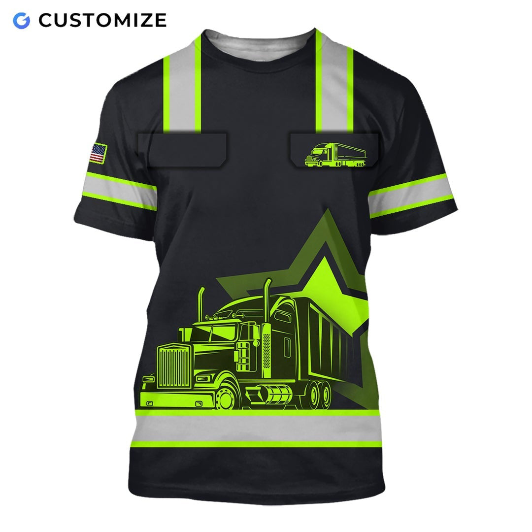 Personalisierter Name Lustige Trucker 3D Unisex Shirts