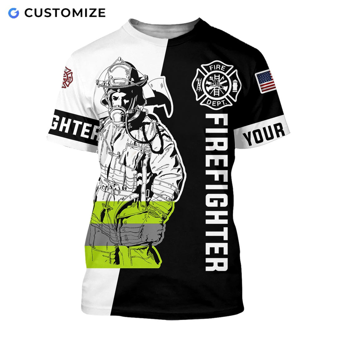 Personalisierte Name Lustige Feuerwehrmann 3D Unisex Shirts