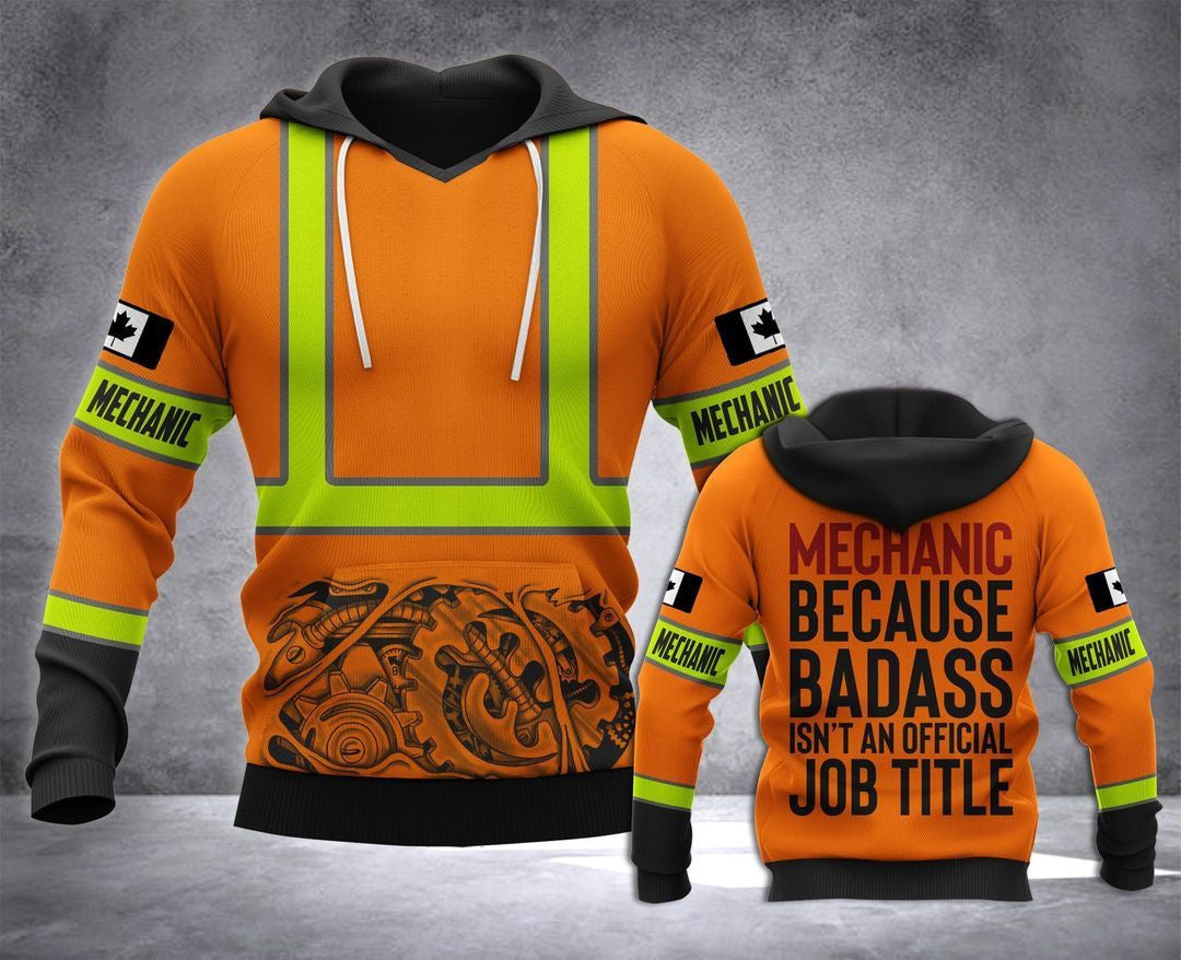 Personalized Name Funny Mechanic 3D Unisex Shirts Orange