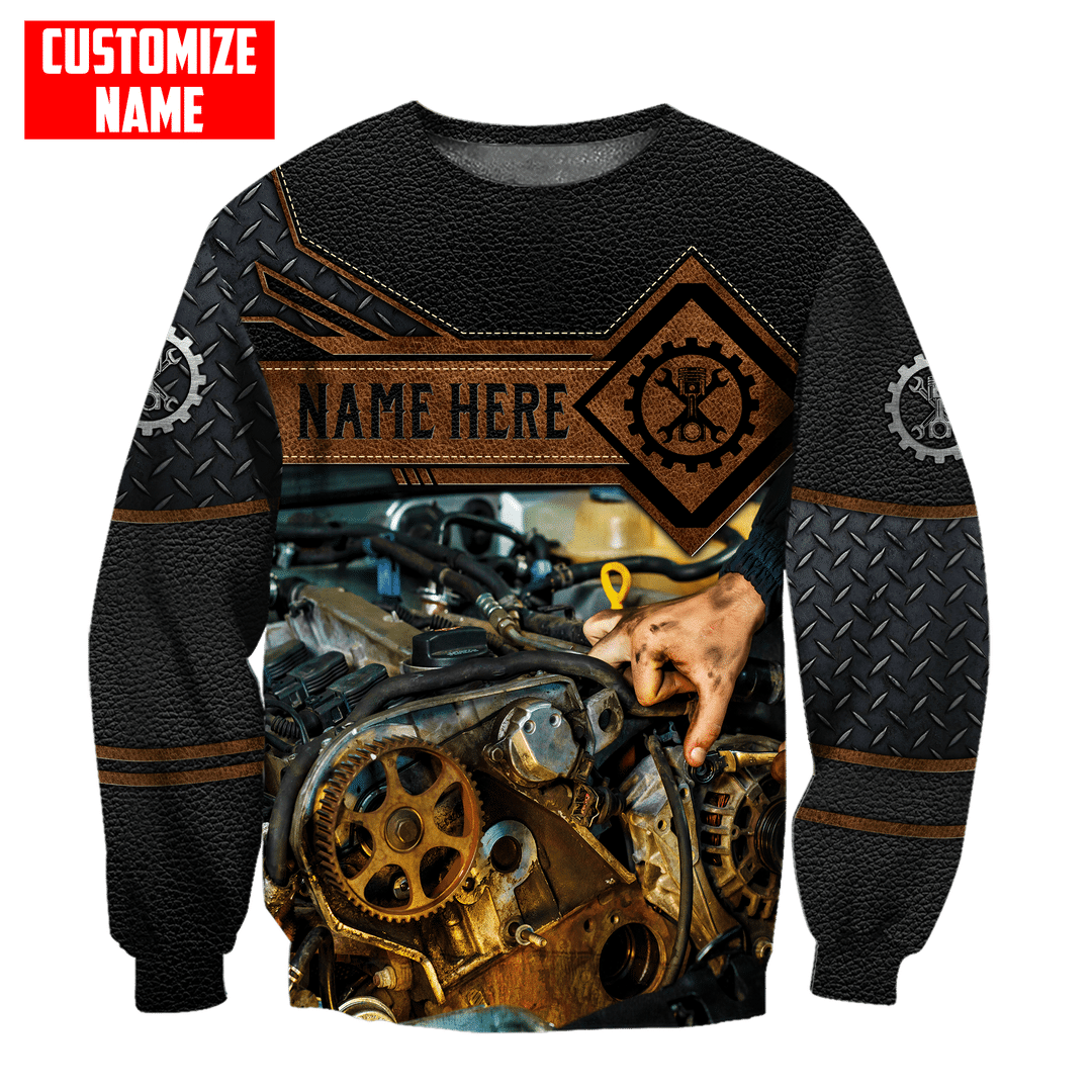 Personalisierter Name Lustiger Mechaniker 3D Unisex Shirts