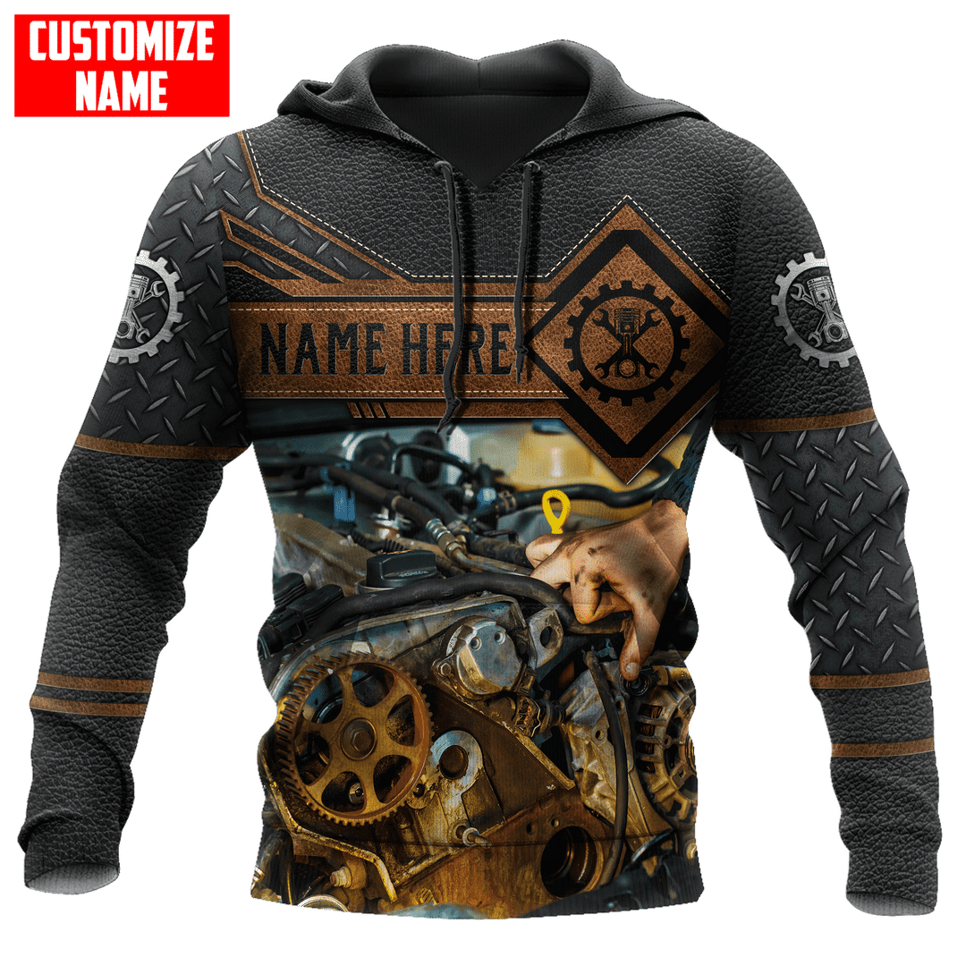 Personalisierter Name Lustiger Mechaniker 3D Unisex Shirts