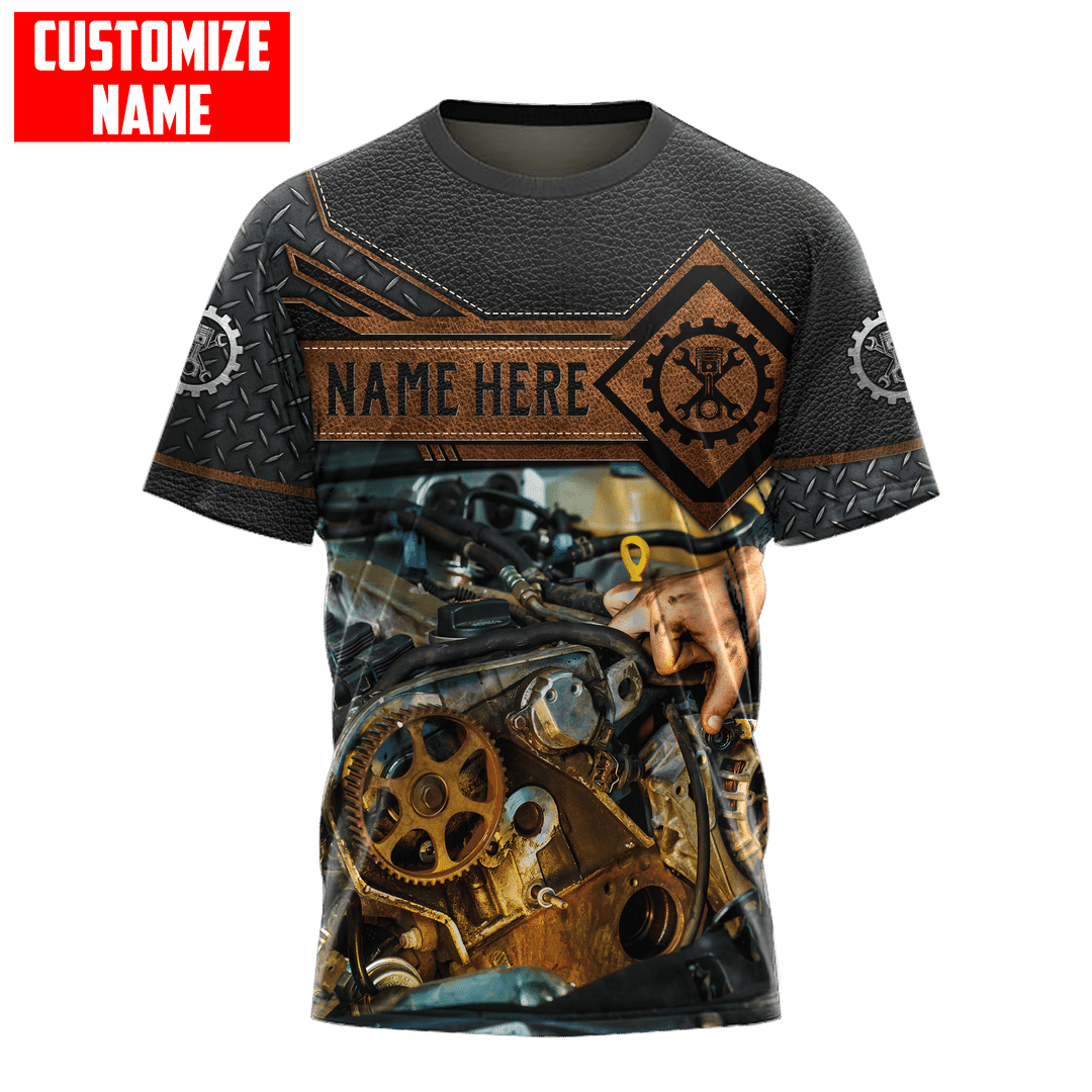 Personalisierter Name Lustiger Mechaniker 3D Unisex Shirts