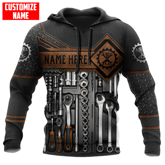 Personalisierte Name Lustige Mechaniker 3D Unisex Shirts Werkzeug