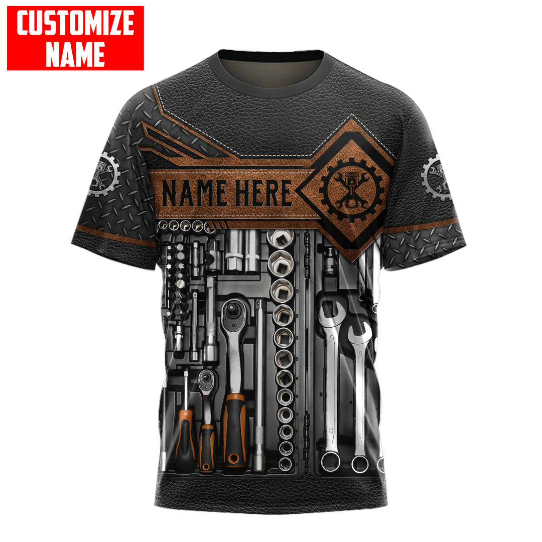 Personalisierte Name Lustige Mechaniker 3D Unisex Shirts Werkzeug